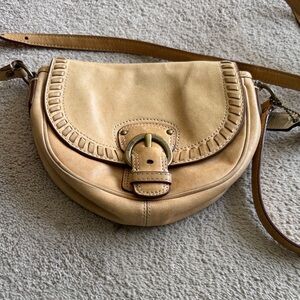 Coach Tan Leather Crossbody Bag with Buckle